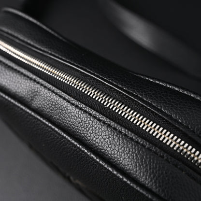 Gucci Black Leather Embossed Logo Belt Bag